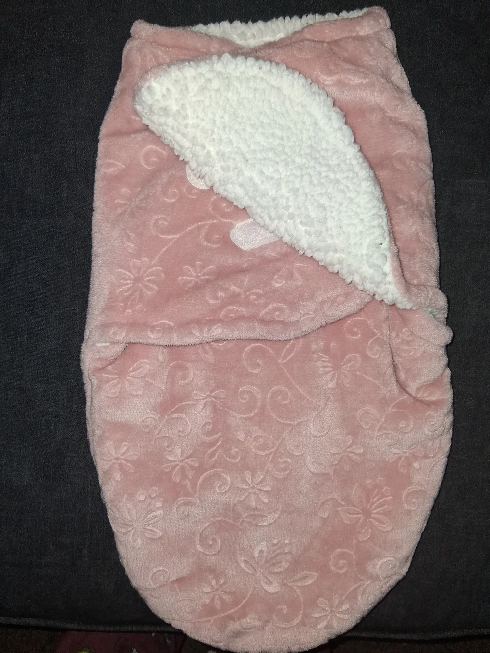 Plush Pink Floral Baby Swaddle Sack - Soft Cozy Wrap